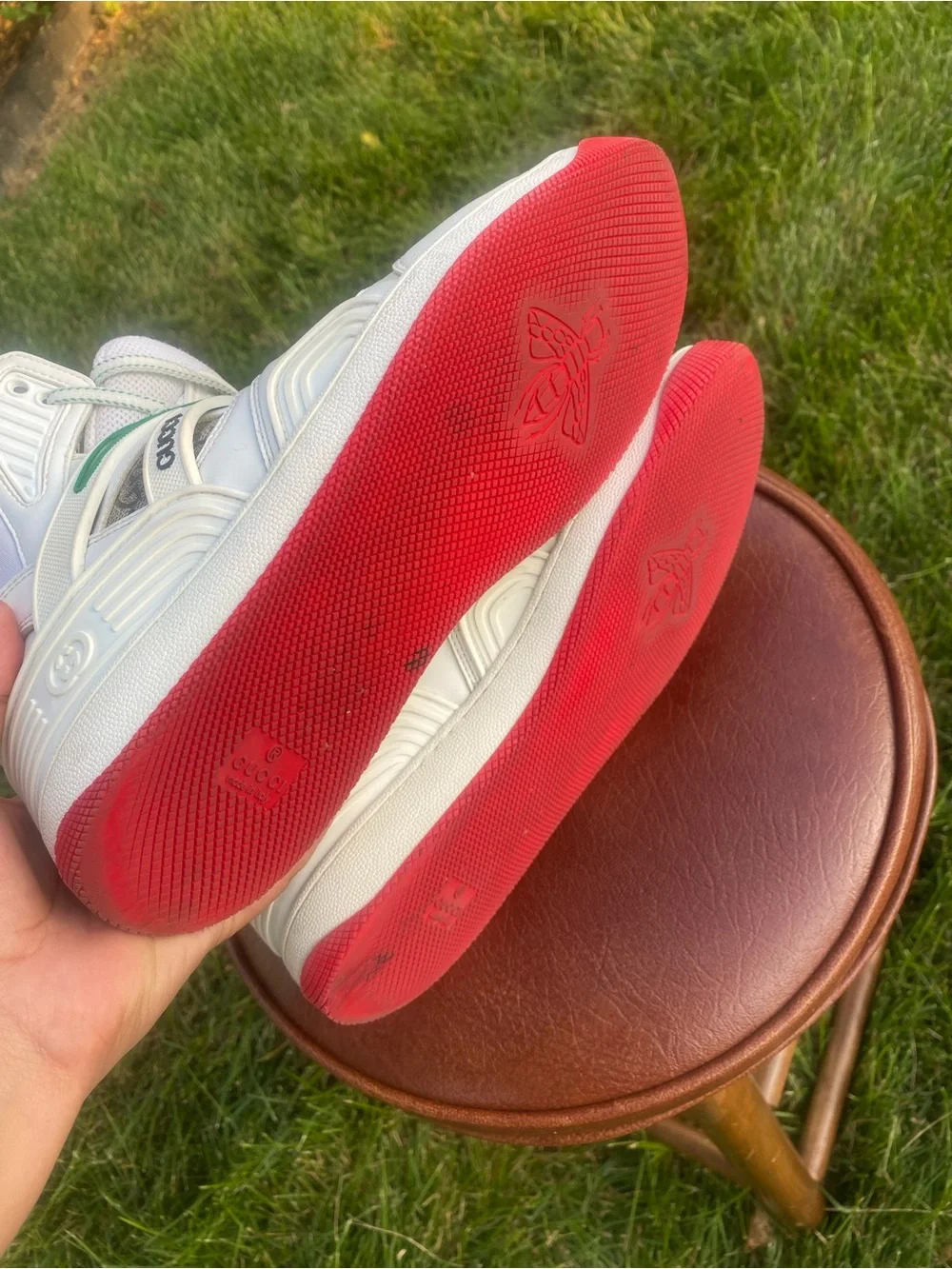 Authentic Gucci Basket High White Demetra Red Men’s Sneakers – EU Size 38